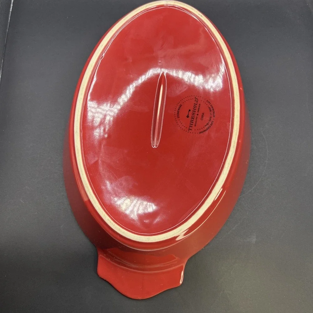 Threshold Baking‎ Dish Oval Stoneware 2.5qt Casserole Oven Dishwasher Brick Red